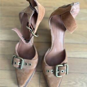 Jeffrey Campbell Tan Wedges with Buckle Detail